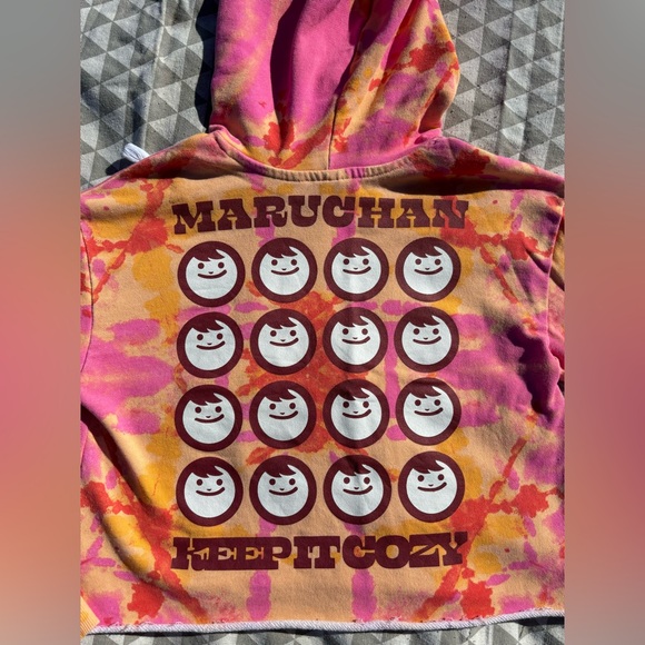 Maruchan Pink & Orange Tie-Dye Crop Top Hoodie XS - Picture 4 of 6